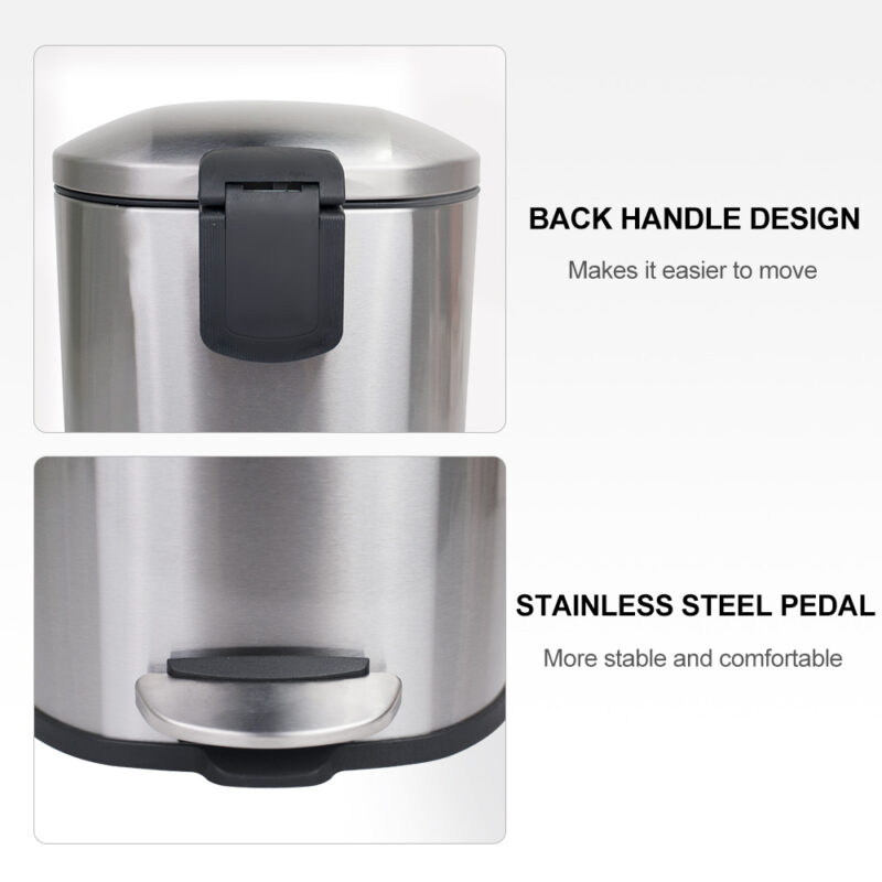 5L 30L Stainless Steel Dust Bin with Soft Close Lid WBO008 - Image 6