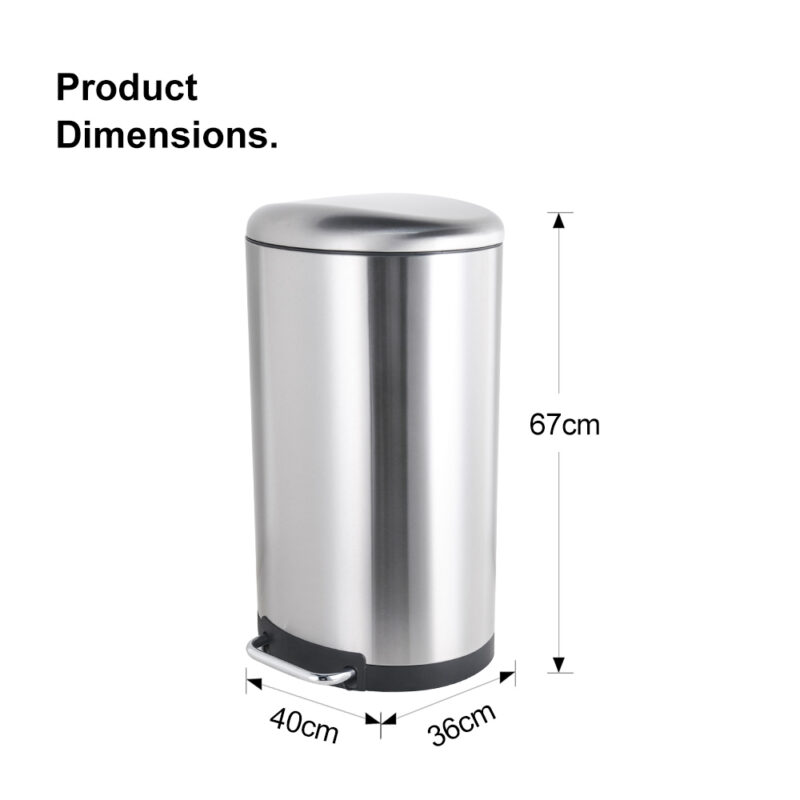 40 Liter / 10.5 Gallon Soft-Close Smudge Resistant Trash Can with Foot Pedal WBO013 - Image 7