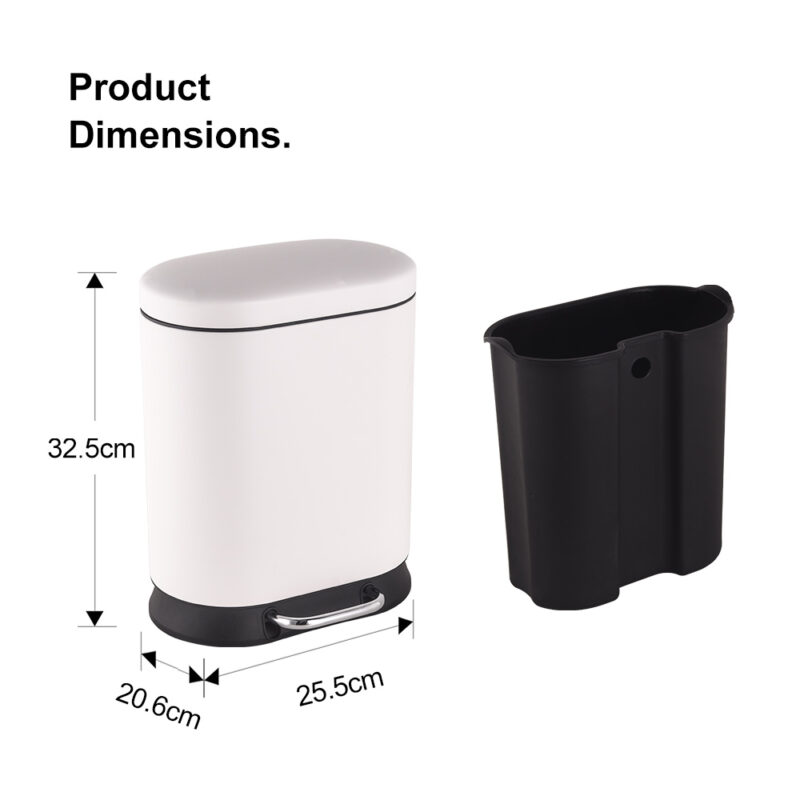 5 Liter Oval Hands-Free Bathroom Step Waste Bin WBO014 - Image 2