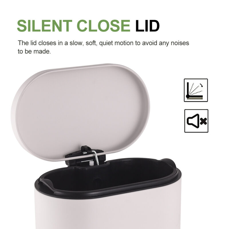 5 Liter Oval Hands-Free Bathroom Step Waste Bin WBO014 - Image 3