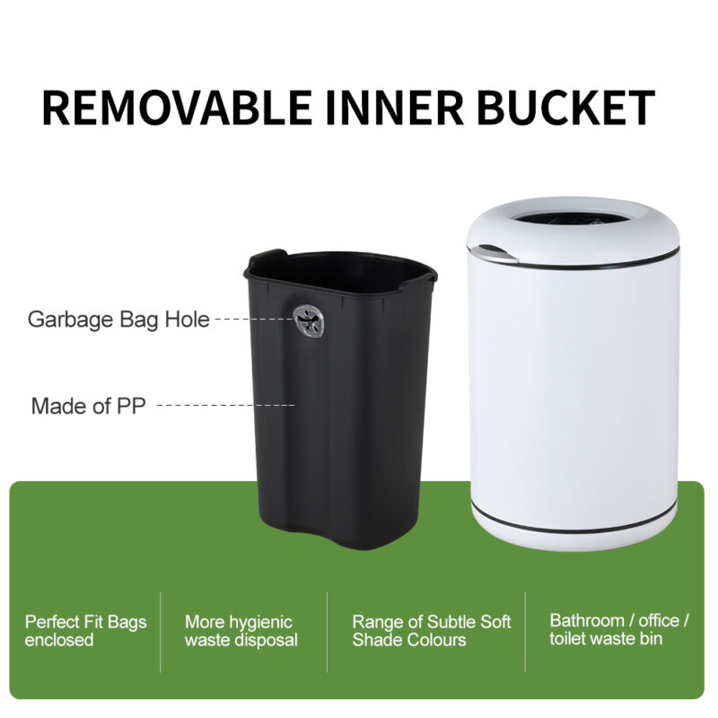 5 liter round stainless steel trash can with soft close function-WBO020 - Image 7