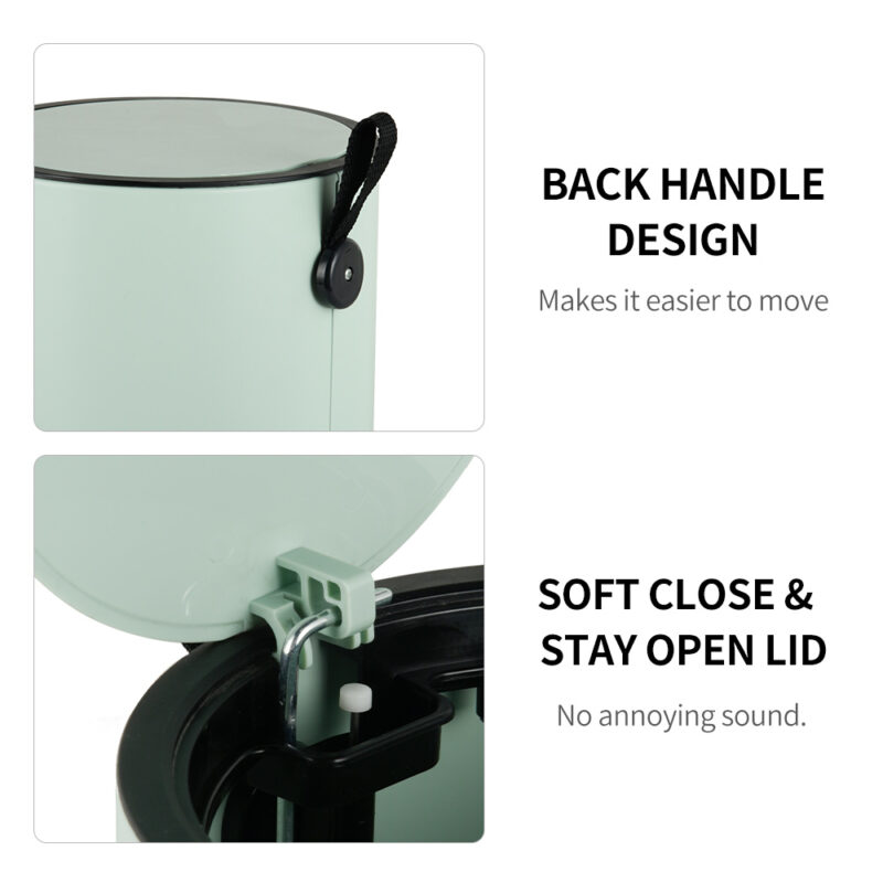 5L, 8L, 12L INS Style Household Bathroom Pedal Trash Can with Lid-WBO021 - Image 4