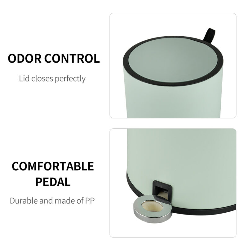 5L, 8L, 12L INS Style Household Bathroom Pedal Trash Can with Lid-WBO021 - Image 5