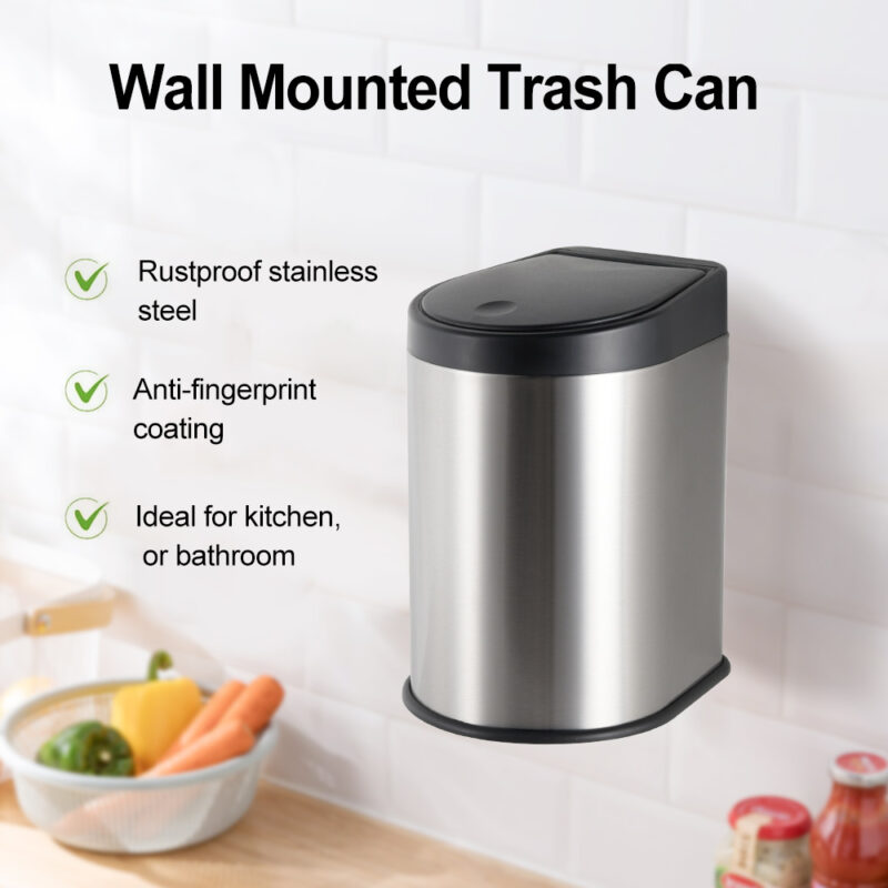 3liter Hand Press Type Stainless Steel Hanging Mini Trash Can-WBO022 - Image 7