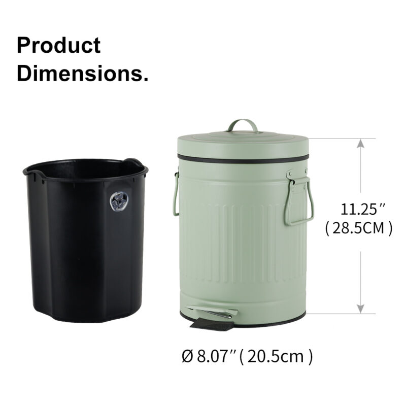 Round Vintage Garbage Bin Trash Can WBR004 - Image 9
