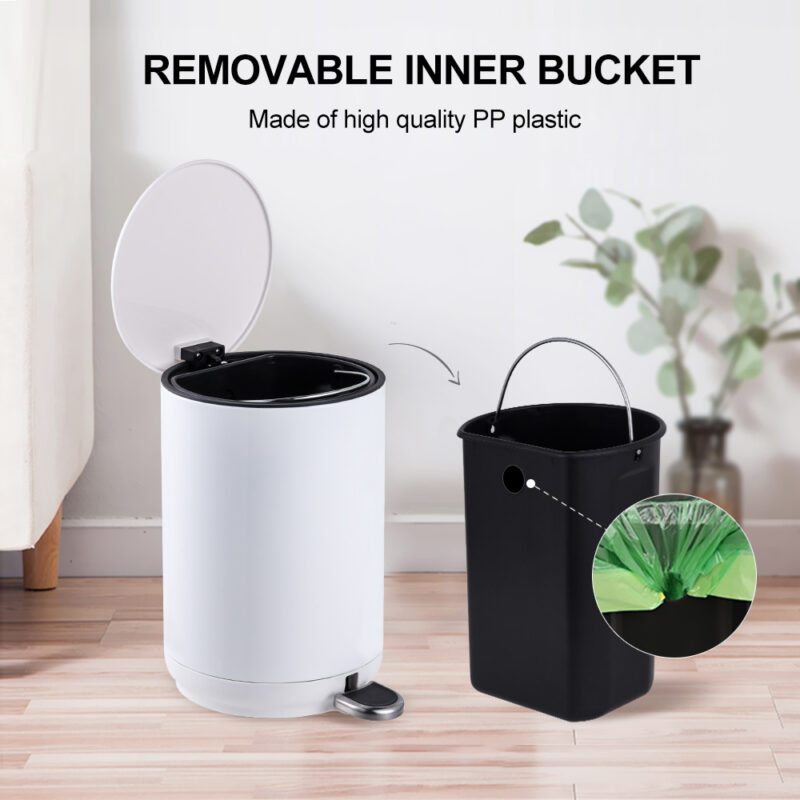 Stainless Steel Trash Can with Foot Pedal -WBR014 - Image 4
