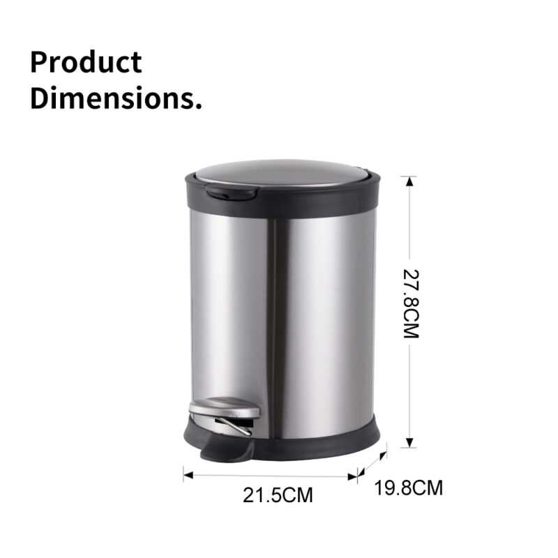5L Trash Can with Foot Pedal Waste Basket WBR045 - Image 2