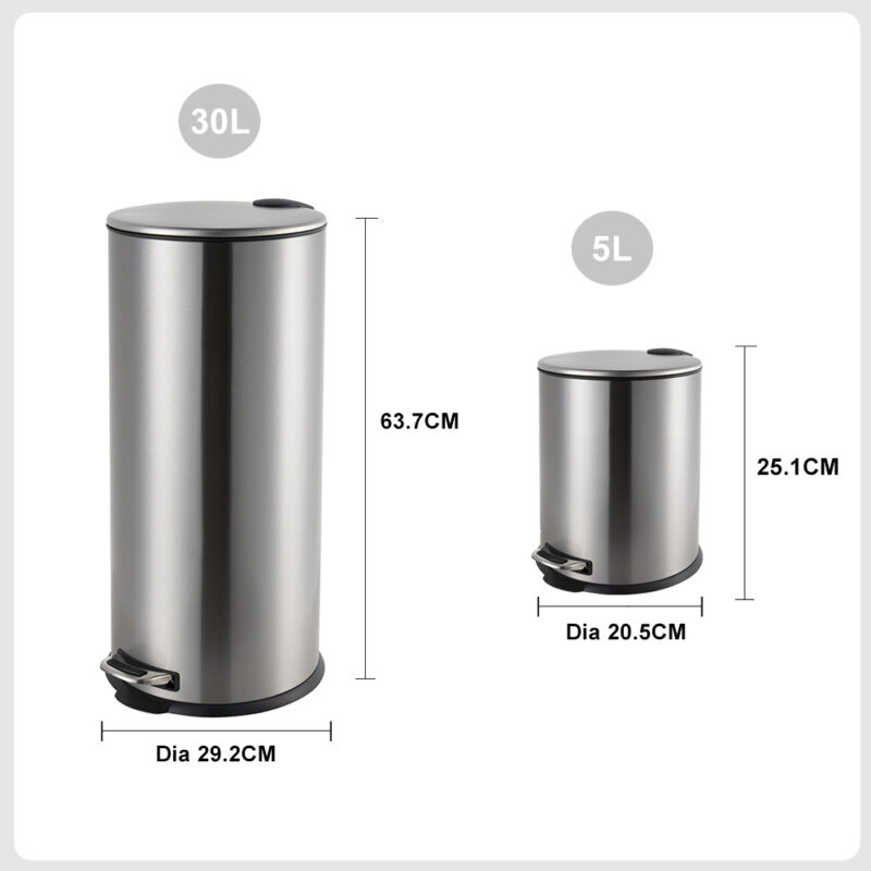 Stainless Steel garbage bin with Foot Pedal WBR076 - Image 6