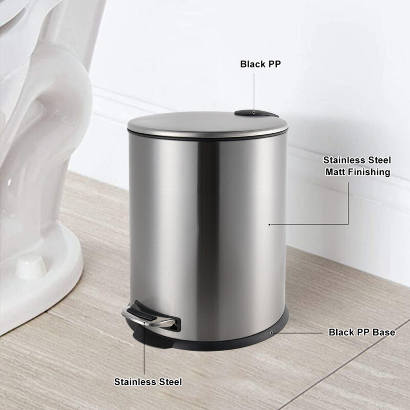 Stainless Steel garbage bin with Foot Pedal WBR076 - Image 7