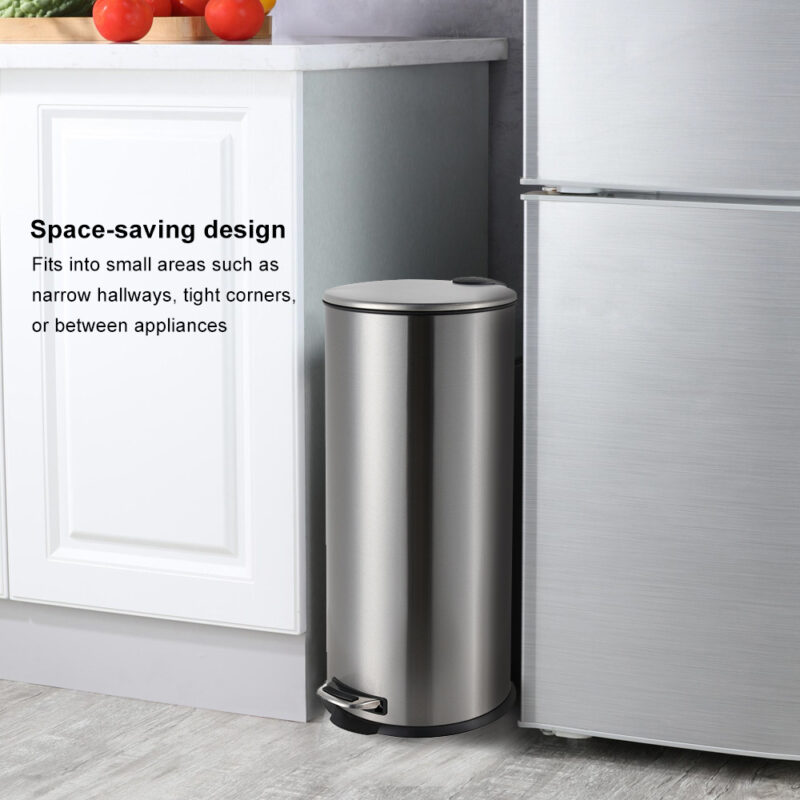 Stainless Steel garbage bin with Foot Pedal WBR076 - Image 2