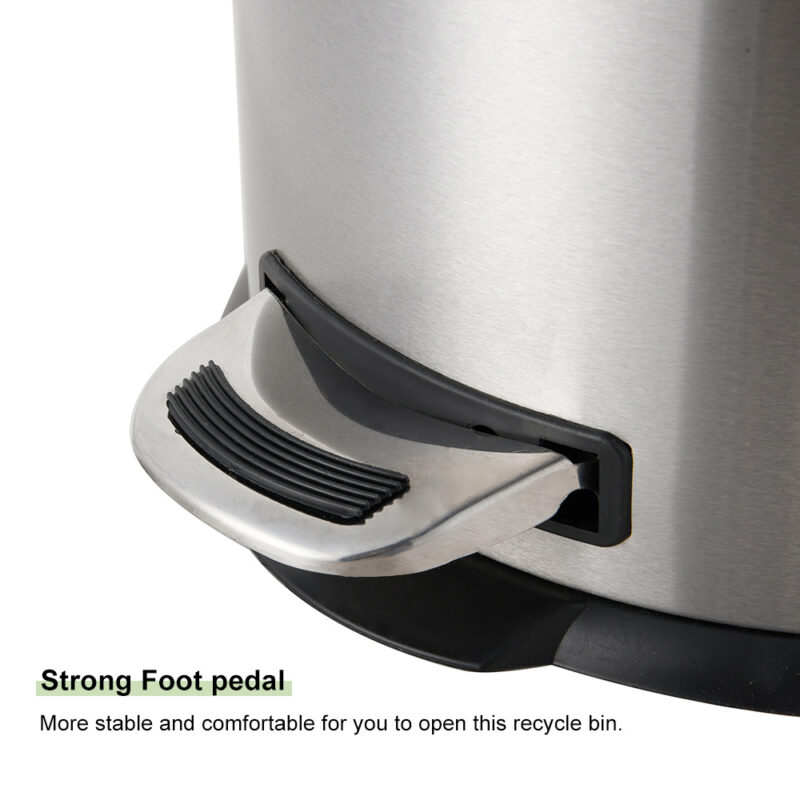 Stainless Steel garbage bin with Foot Pedal WBR076 - Image 3