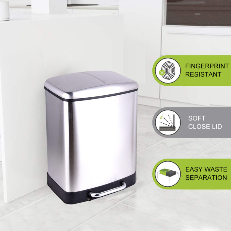 Stainless Steel Foot Step Trash Can with Lid WBS019 - Image 6