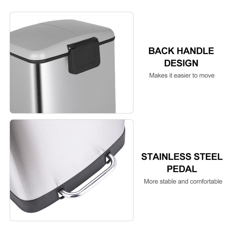 Stainless Steel Foot Step Trash Can with Lid WBS019 - Image 5
