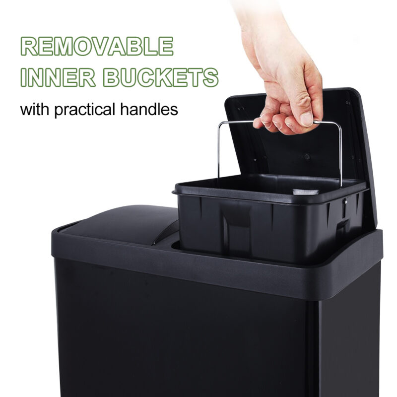 Dual Step Trash Can & Recycle Bin Stainless Steel WBS027 - Image 4