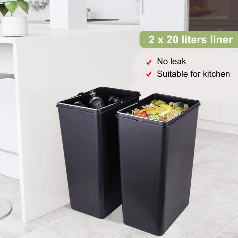 Dual Trash Can(2 x 20L) Steel Pedal with Lid WBS029 - Image 4