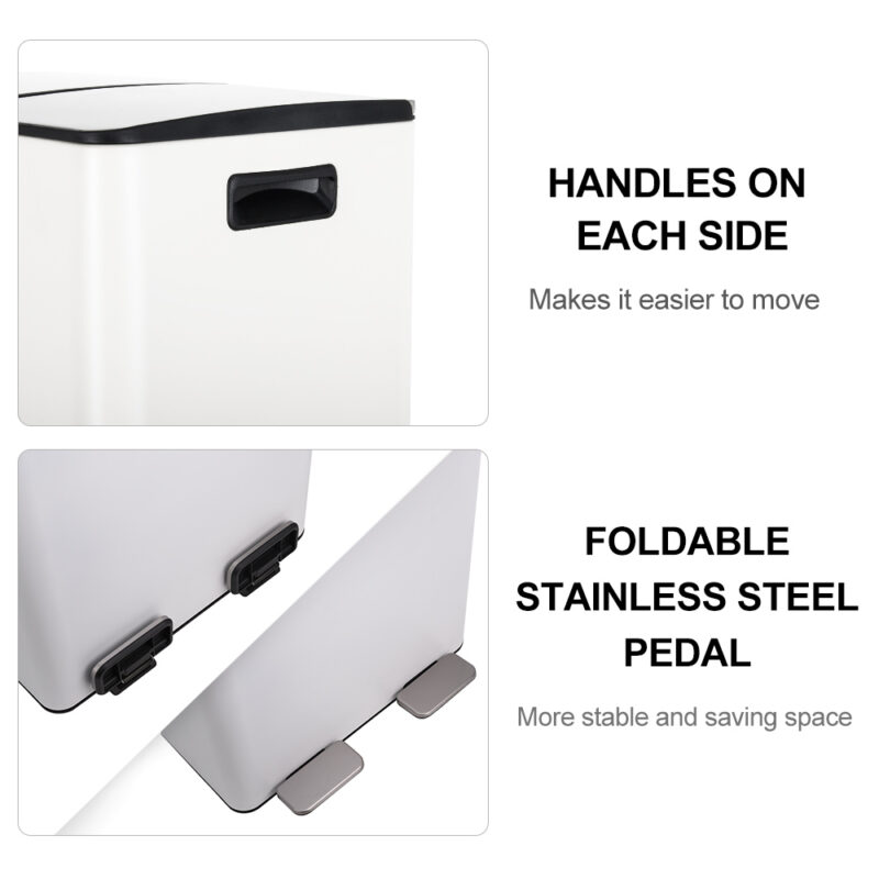 2x30L Dual Step Trash Can Steel Pedal Recycle Bin with Lid Wbs033 - Image 2