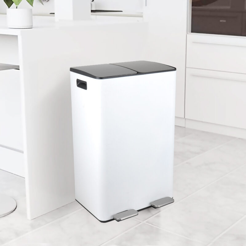 2x30L Dual Step Trash Can Steel Pedal Recycle Bin with Lid Wbs033