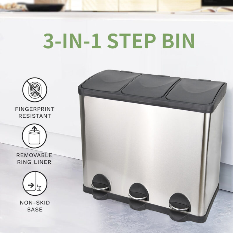 60l Trash Can Pedal  Stainless Steel Lid  Wbs034 - Image 2