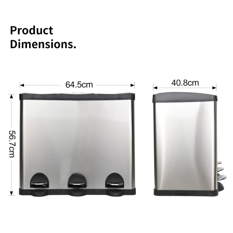 60l Trash Can Pedal  Stainless Steel Lid  Wbs034 - Image 3