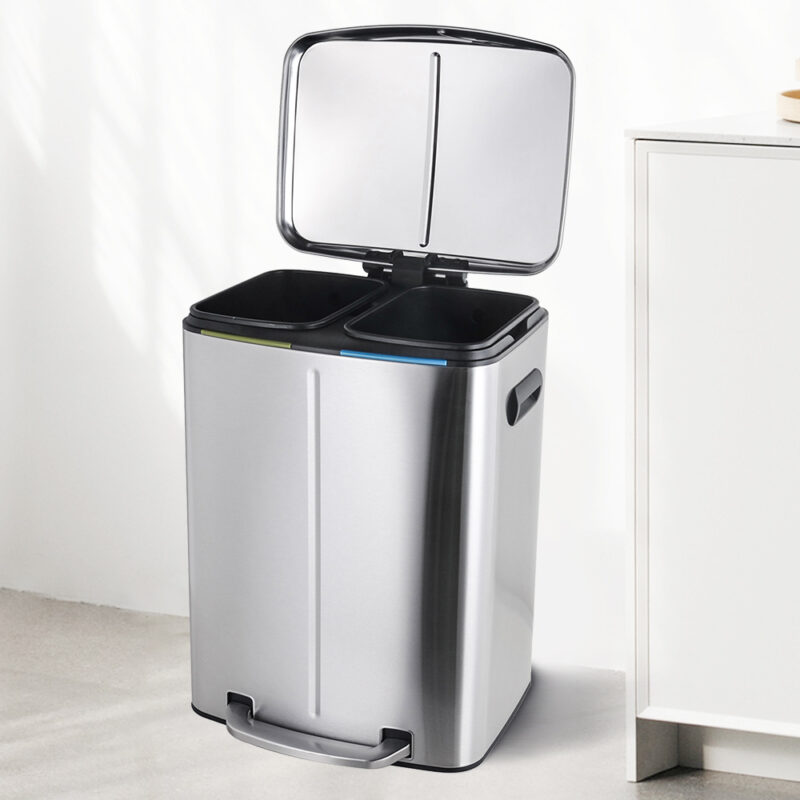 20L+20L Dual Compartment Kitchen Recycle Trash Can