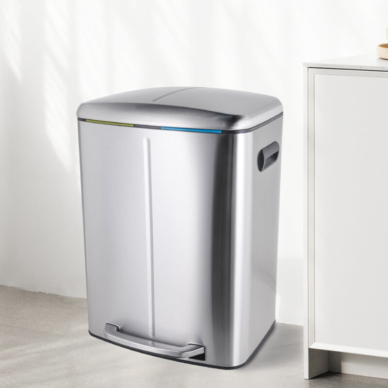20L+20L Dual Compartment Kitchen Recycle Trash Can - Image 8