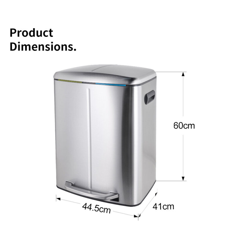 20L+20L Dual Compartment Kitchen Recycle Trash Can - Image 3