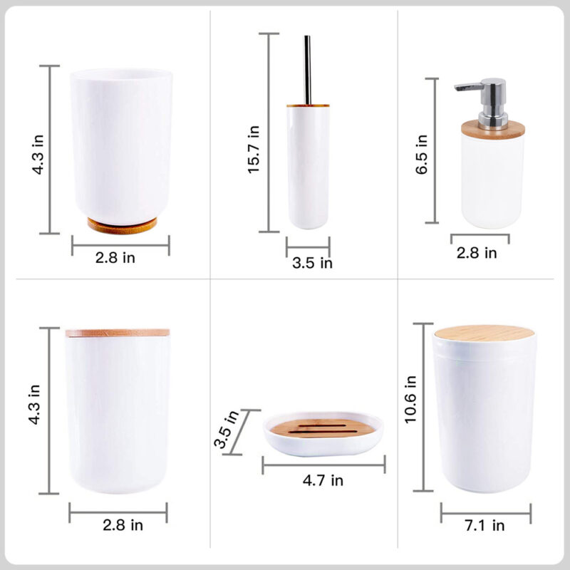 Bathroom Accessories 6PCS White PP Set BA037S08 - Image 8