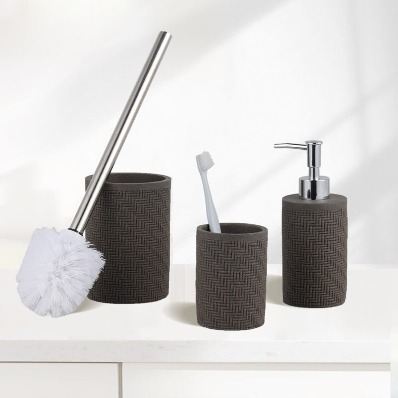 Gray Color Resin Bathroom Accessories Set BA191S03 - Image 3