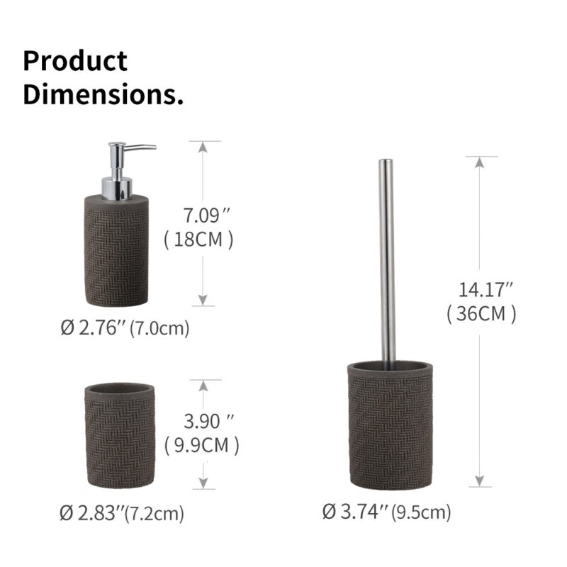 Gray Color Resin Bathroom Accessories Set BA191S03 - Image 2