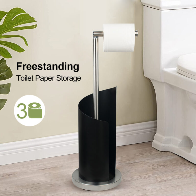 Toilet Paper Holder Stand with Storage Shelf BTH029 - Image 2