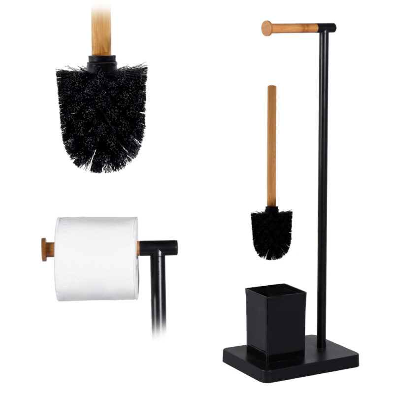 Bamboo Toilet Paper Holder with Brush Holder BTH034