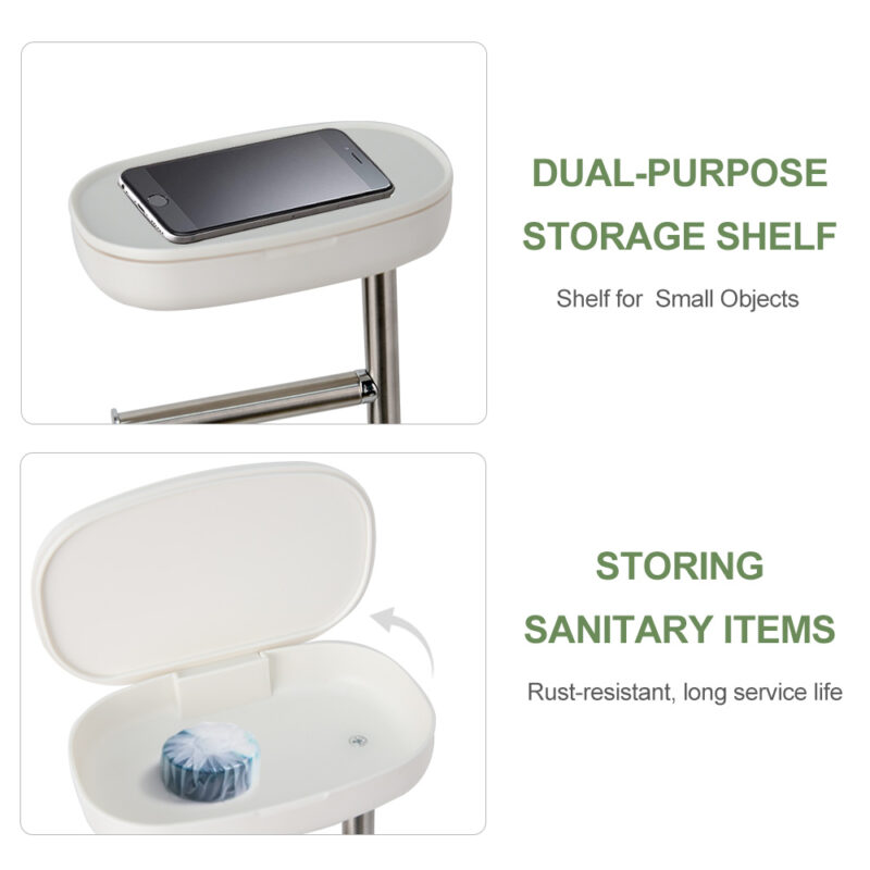 Bathroom Heavyweight Toilet Tissue Paper Roll Storage Holder Stand with Reserve and Shelve BTH042 - Image 3