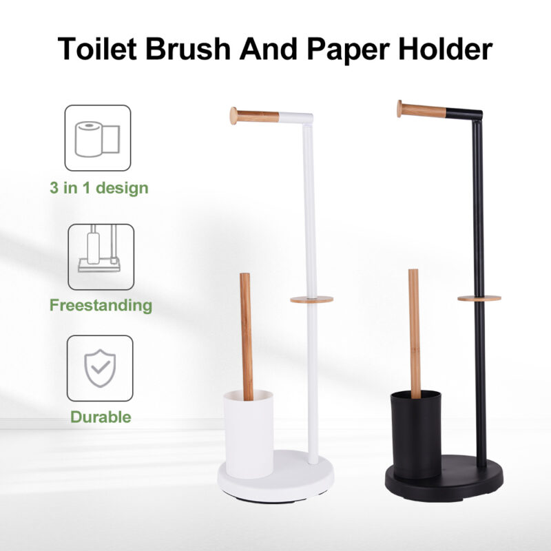 304 Stainless Steel Tissue Holder Black Toilet Paper Holder with Toilet Brush BTH047 - Image 2