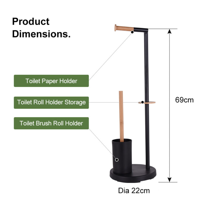 304 Stainless Steel Tissue Holder Black Toilet Paper Holder with Toilet Brush BTH047 - Image 3