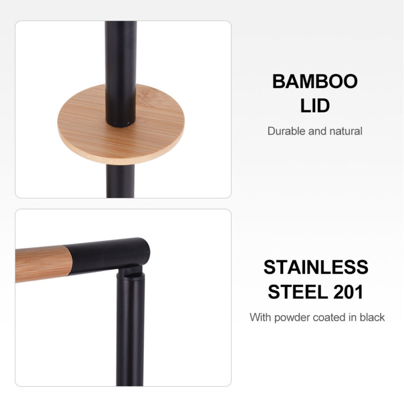304 Stainless Steel Tissue Holder Black Toilet Paper Holder with Toilet Brush BTH047 - Image 6