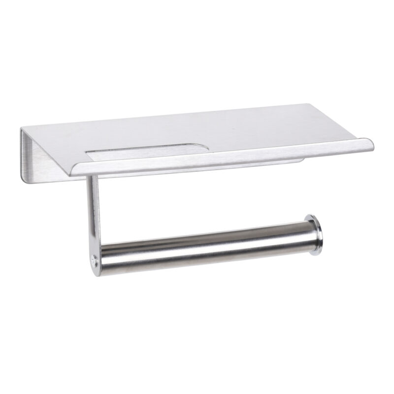 Silver Toilet Paper Holder Wall Hanging with Phone Shelf TH023B