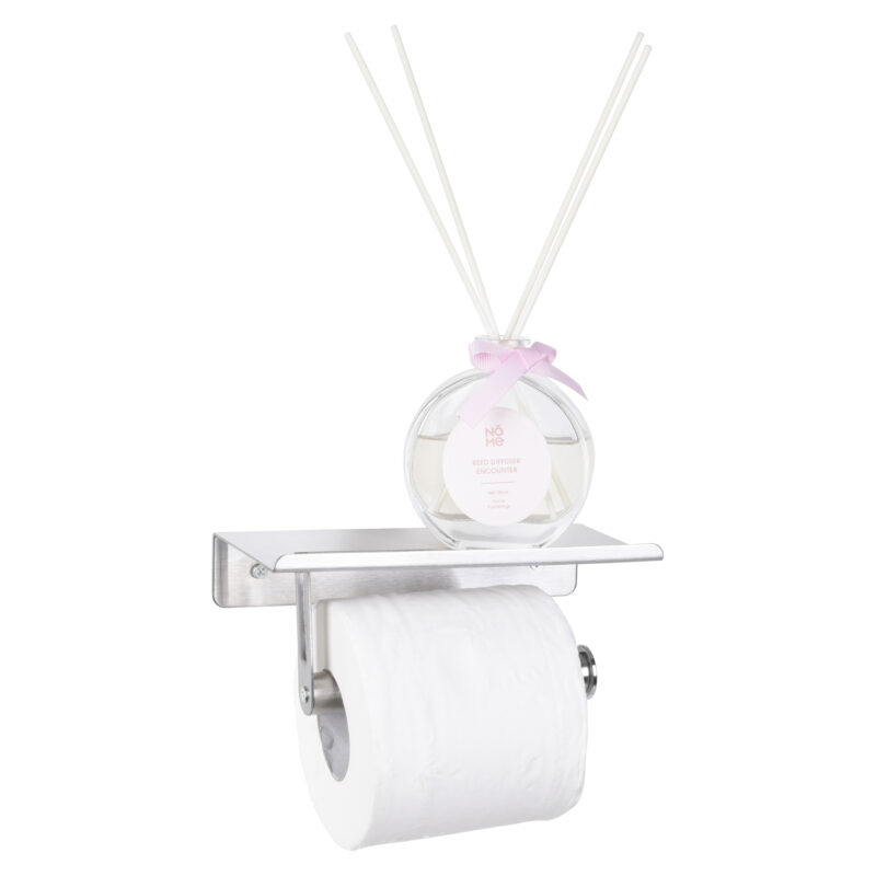 Silver Toilet Paper Holder Wall Hanging with Phone Shelf TH023B - Image 2