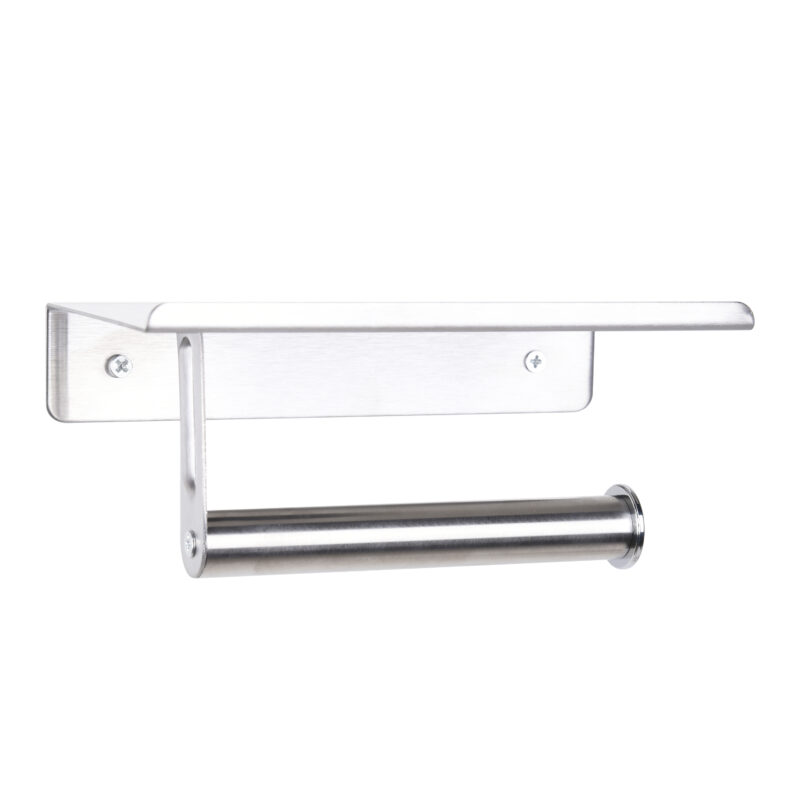 Silver Toilet Paper Holder Wall Hanging with Phone Shelf TH023B - Image 3