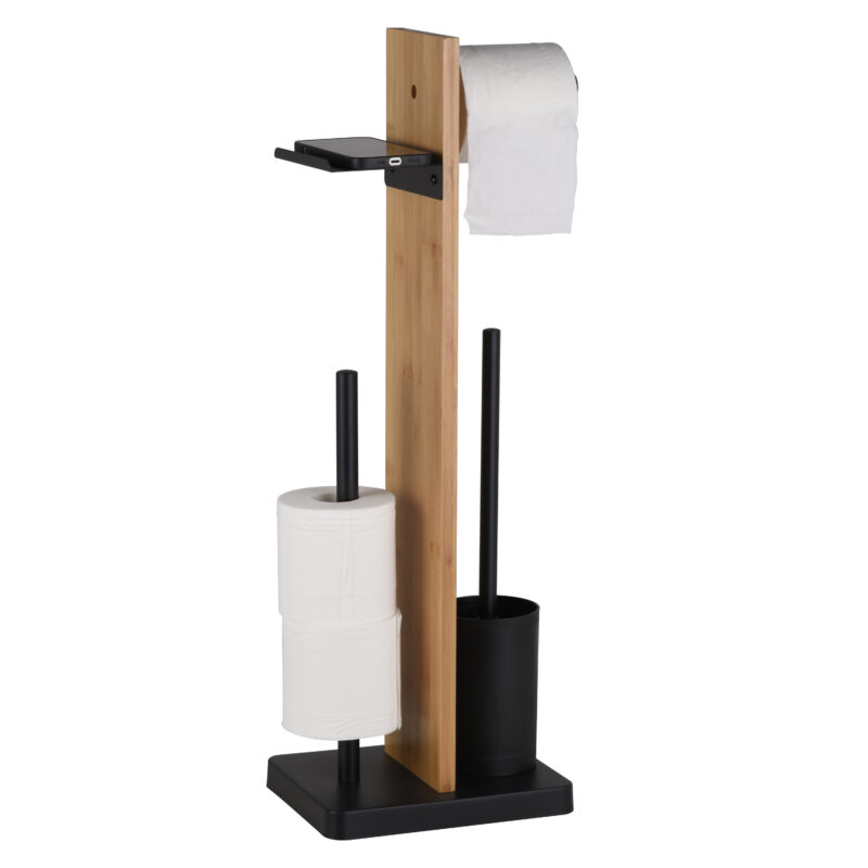 Bathroom Paper Holder with Toilet Brush and Phone Shelf BTH070 - Image 2