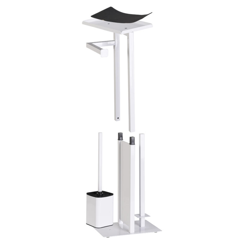 Bathroom Toilet Roll Paper Holder with Toilet Brush and Phone Shelf BTH090