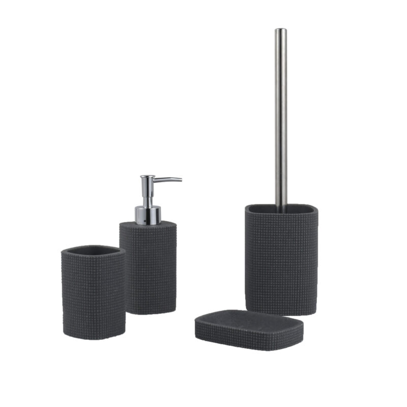 Gray Color Resin Bathroom Accessories Set BA171S04