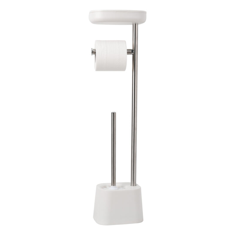 Bathroom Heavyweight Toilet Tissue Paper Roll Storage Holder Stand with Reserve and Shelve BTH042
