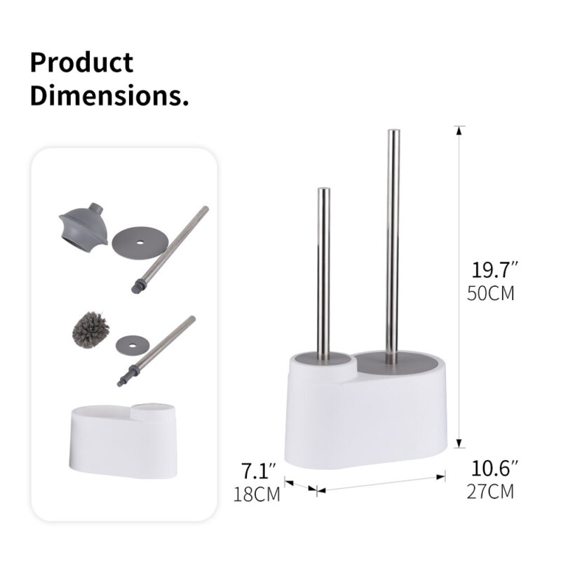 Toilet Bowl Brush Plunger Set with Holder TBO005 - Image 3
