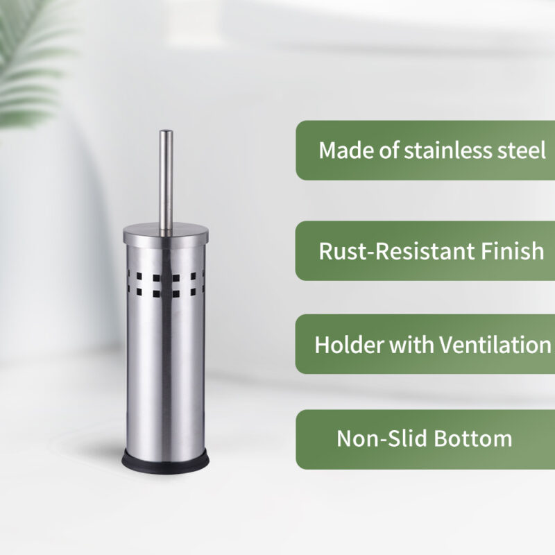 Round Toliet Stainless Steel Toilet Brush Holder TBR028 - Image 2