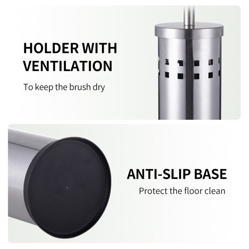 Round Toliet Stainless Steel Toilet Brush Holder TBR028 - Image 6