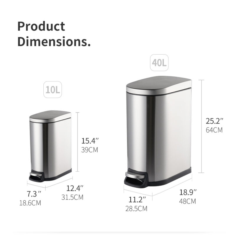 410 Stainless Steel Pedal Trash Bin WBO086 - Image 3