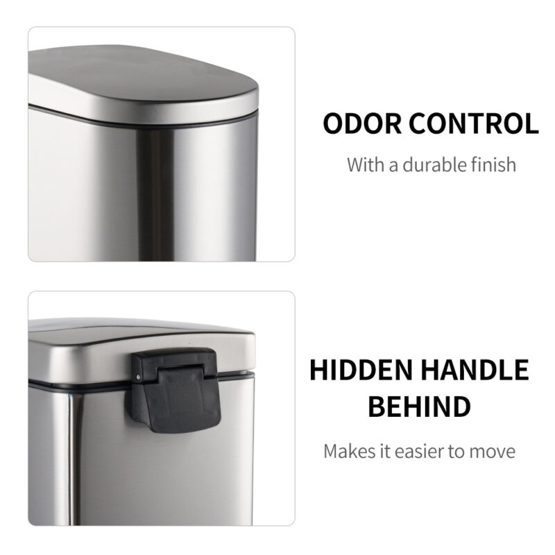 410 Stainless Steel Pedal Trash Bin WBO086 - Image 6