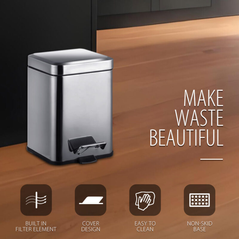 Rectangle Garbage Can with Silent Lid  WBS022 - Image 2