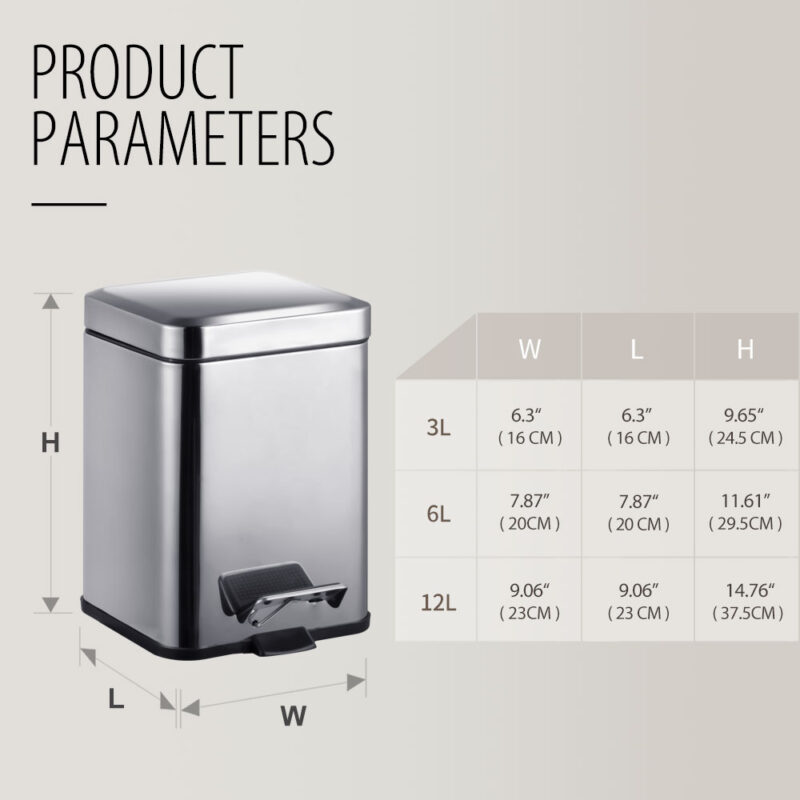 Rectangle Garbage Can with Silent Lid  WBS022 - Image 3