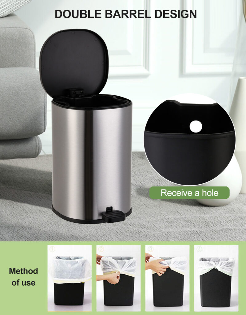 Round Soft-Close Garbage Bin WBS077 - Image 2